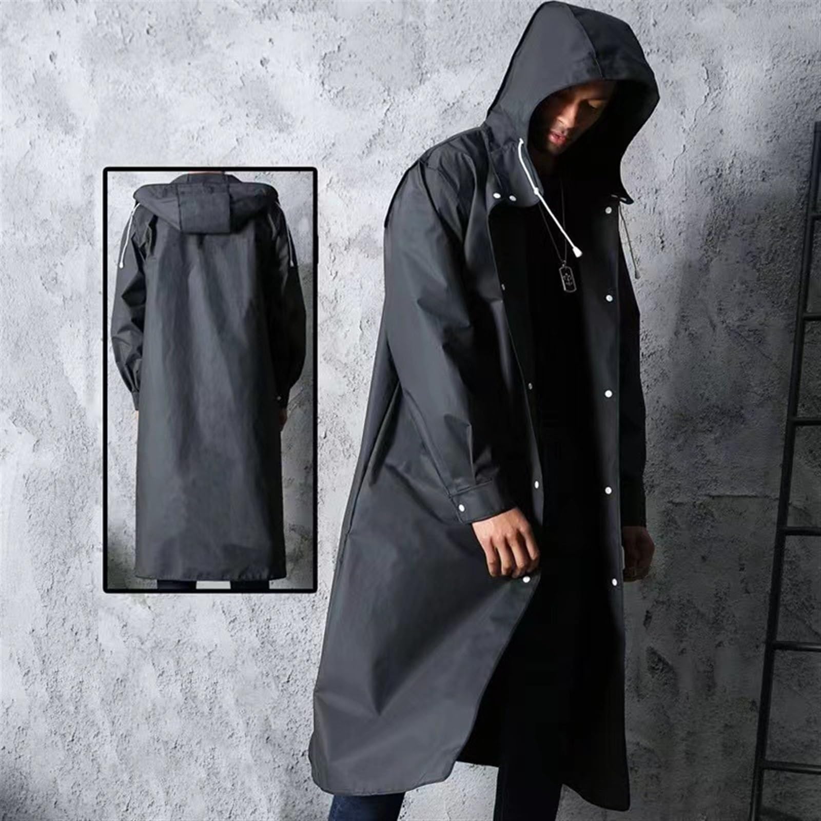 poncho pluie Manteau imperméable noir à capuche, une pièce, coupe-vent, léger, Long, for voyage, épais, EVA, for adulte