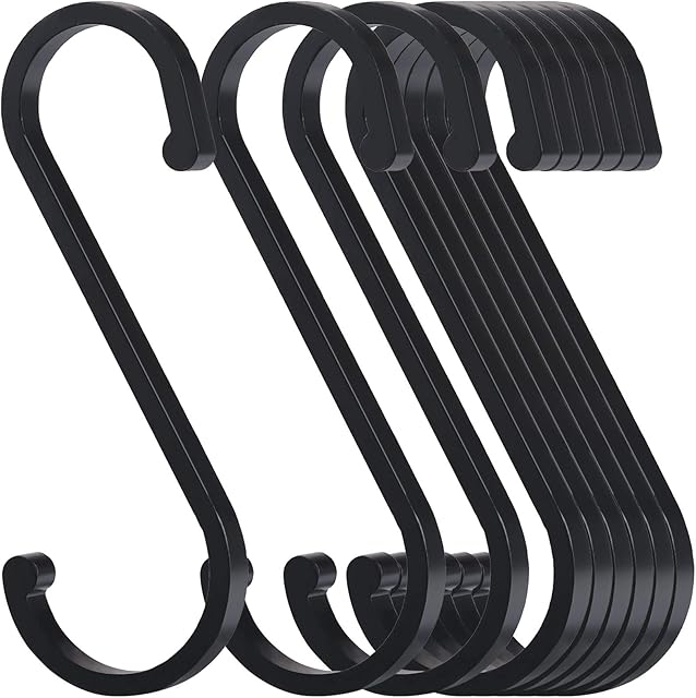 ChenTingTing0715 12 Pack Aluminum S Shaped Hooks, Round End Design Meat Hanging Hooks, Heavy Duty Butcher Hooks Hanging Utensils/Pans/Pots/Plants/Baskets for Kitchen, Bathroom, Garden, Office