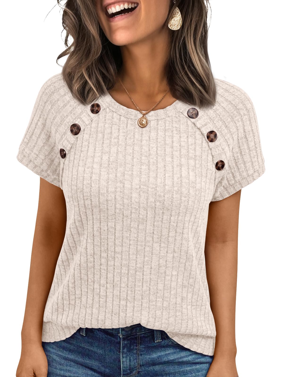 AUTOMET Womens Short Sleeve Shirts Business Casual Blouses Dressy Work Tunic Tops 2026 Spring Sweaters Fashion Clothes