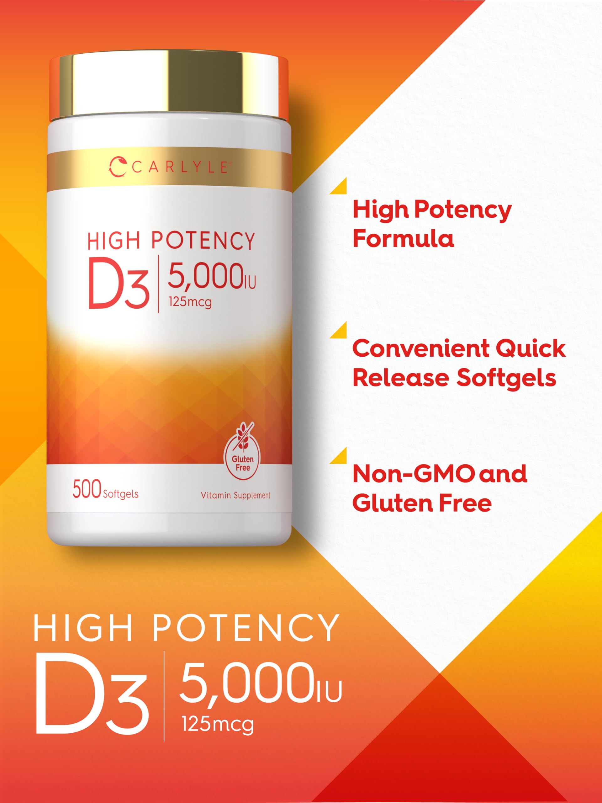 Carlyle Vitamin D3 5000 IU Softgels | 500 Count | Value Size — Amazon image 4
