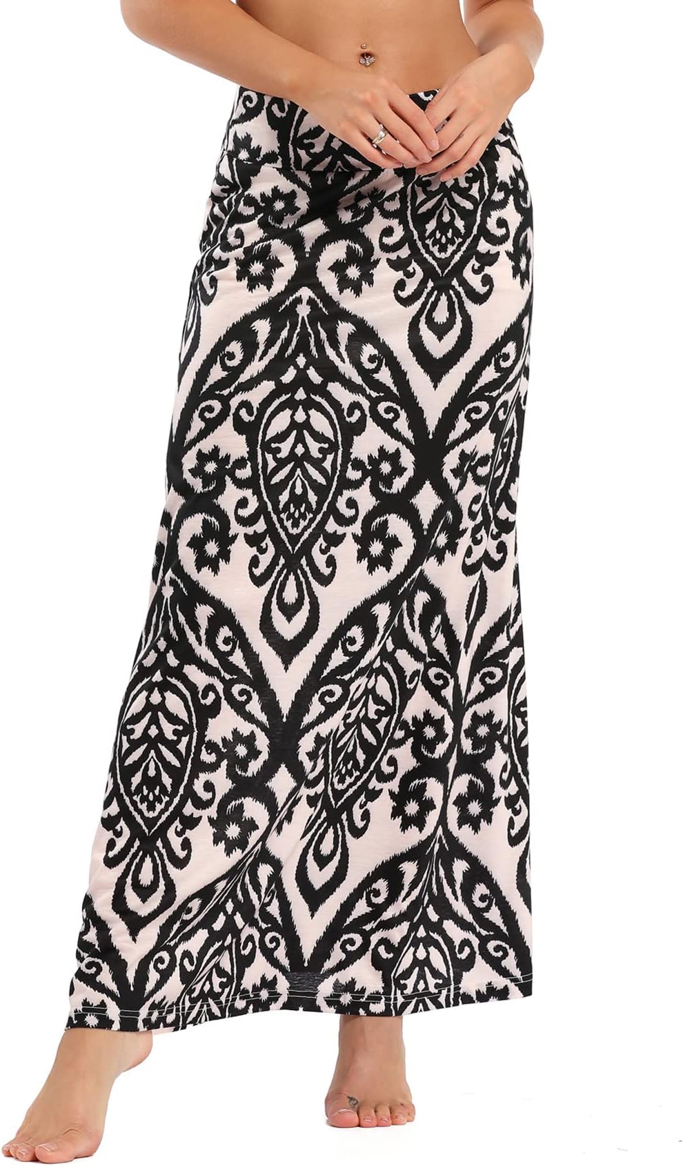 Yinggeli Women's Bohemian Print Long Maxi Skirt