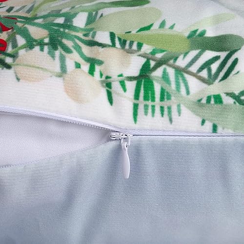 Miniatura 6 de Bonhause Juego de 4 fundas de almohada de reno de Navidad de 18 x 18 pulgadas, almohadas decorativas de Papá Noel para sofá, decoración de