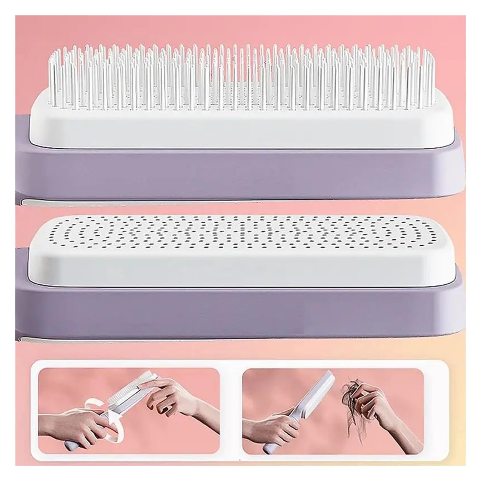 Selbstreinigende BüRste Drehbare selbstreinigende Haarbürste | Massage-Luftkissenkamm, magischer einziehbarer Kamm for Frauen, antistatischer Haarglättungskamm(1Pcs Grey)
