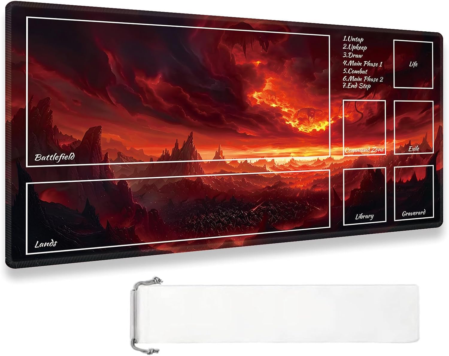 MTG Playmat TCG Ultrapro Playmats with Magic Zones, 28x16 inch Trading Card Game and Anime Enthusiasts, Non-Slip Protects Cards Larger Gaming Area, Multipurpose Artistic Mat(Mushroom Skull)