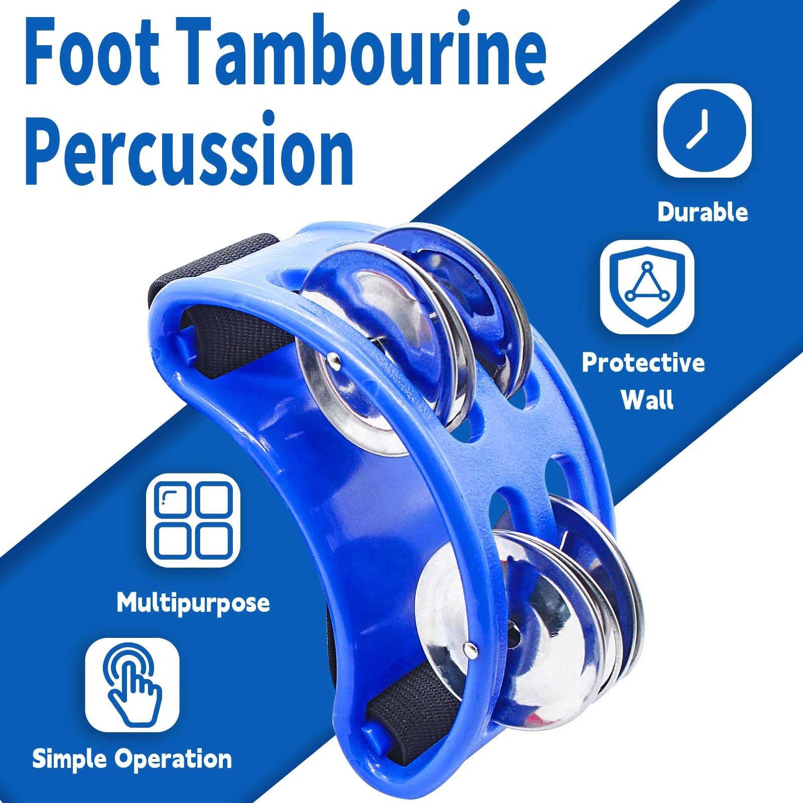 Tamburello Da Piede Meet-shop - Shaker Con Campane, Per Musica Acustica, Blu - Foto 7