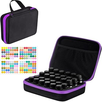 BLIRITEL EVA Essential Oils Organizer, 30 Bottles Hard Shell Essential Oil Storage Carrying Case, Essential Oils Boxes Holds 30 Bottles with 5ml,10ml,15ml Purple