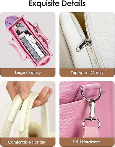 Miniatura 6 de Christmas Gifts for Women Teen Girls, Initial Tote Bag with Zipper, Letter Canvas Tote Purse for College Work Laptop