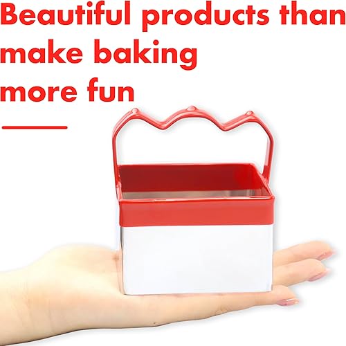 Miniatura 6 de 3 cortadores de galletas cuadrados con mango de 3 pulgadas, 3.5 pulgadas, 4 pulgadas, perfectos para galletas, galletas y hornear, acero inoxidable