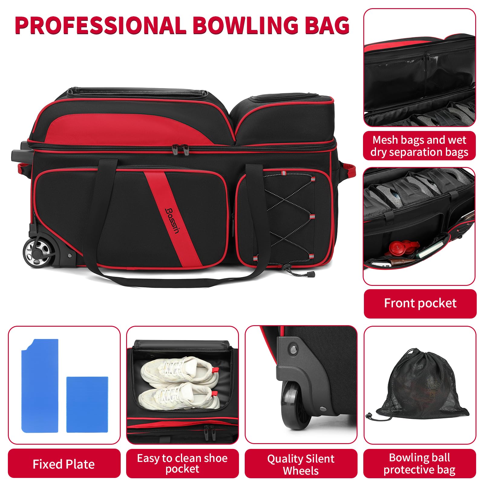 EBONITE ボウリング用バッグ ホイール付き3個入りです。 Amazon.co.jp: BOSSTIN (ボスティン) ボールボウリングバッグ