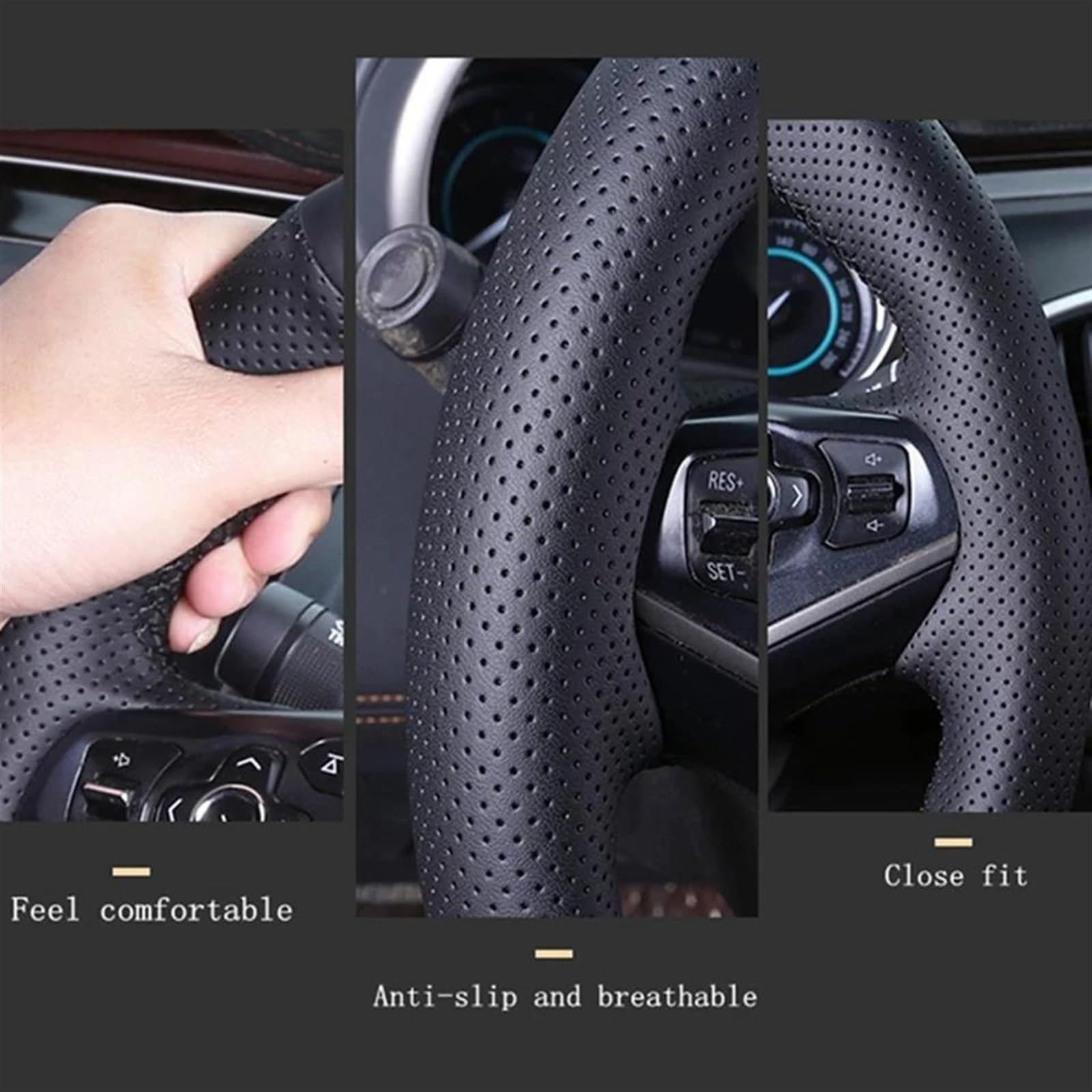 Coprivolante Per Auto Treccia In Pelle Microfibra Perforata Con Aghi E Fili Per Spirior OId Per Accord(rosso)