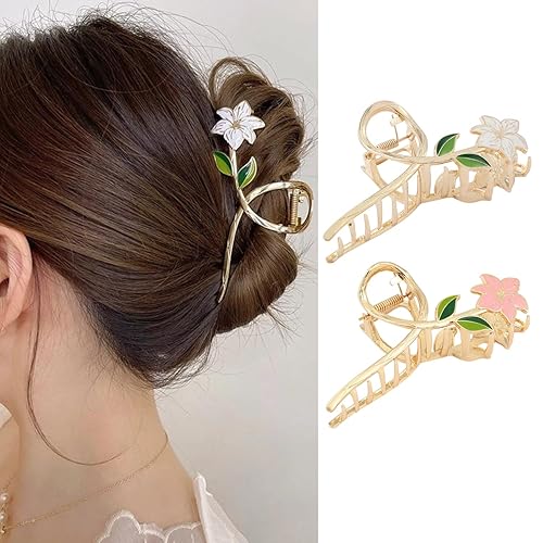 Pinzas para el cabello de flores de metal dorado banda para el cabello de lirio blanco floral de San Valentín accesorios para el cabello exquisitos