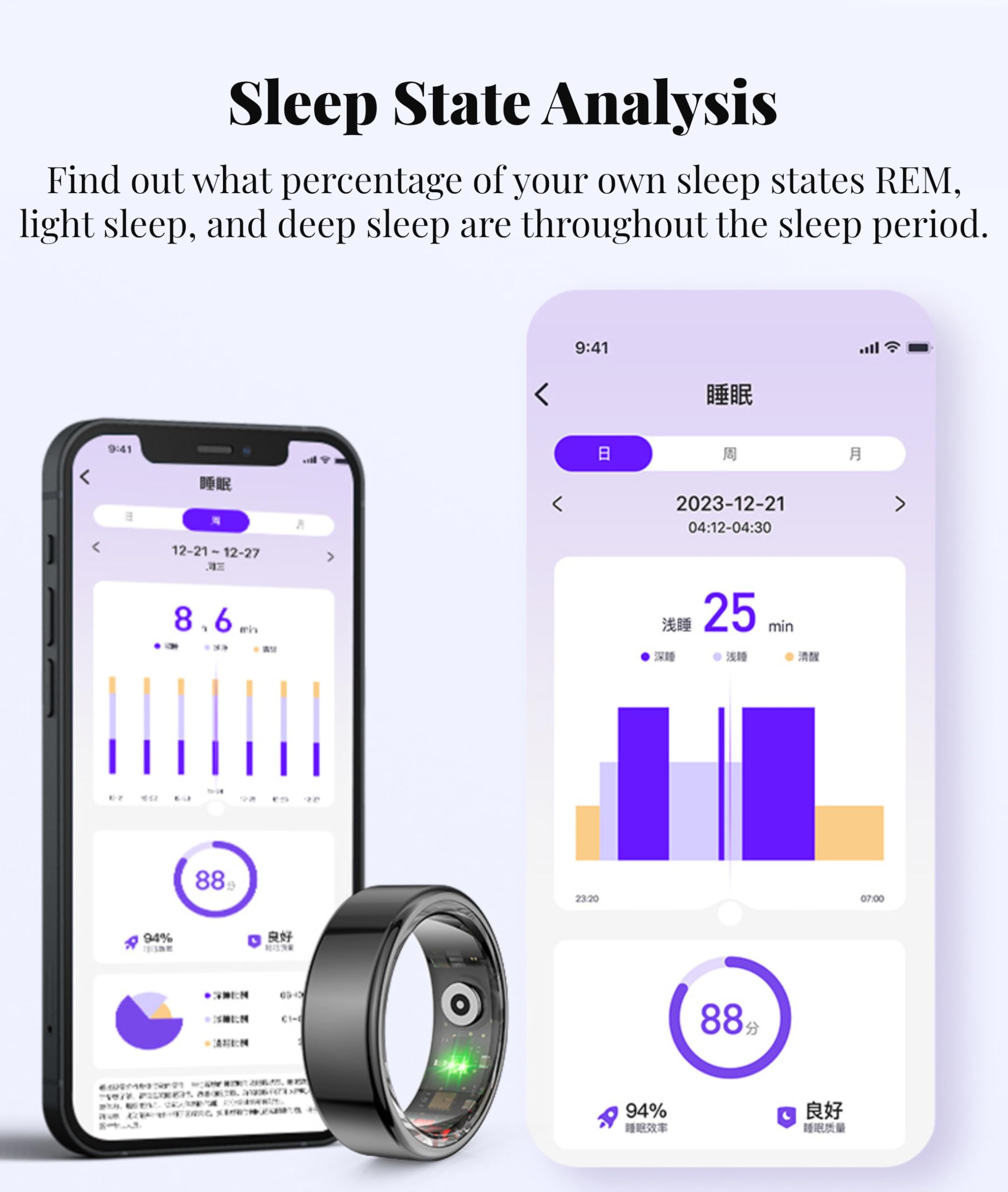 Diyeeni Smart Ring, Rastreador de Salud Portátil Universal con Aplicación, Anillo Deportivo con Monitor de Frecuencia Cardíaca, Monitor de Sueño, Temperatura,