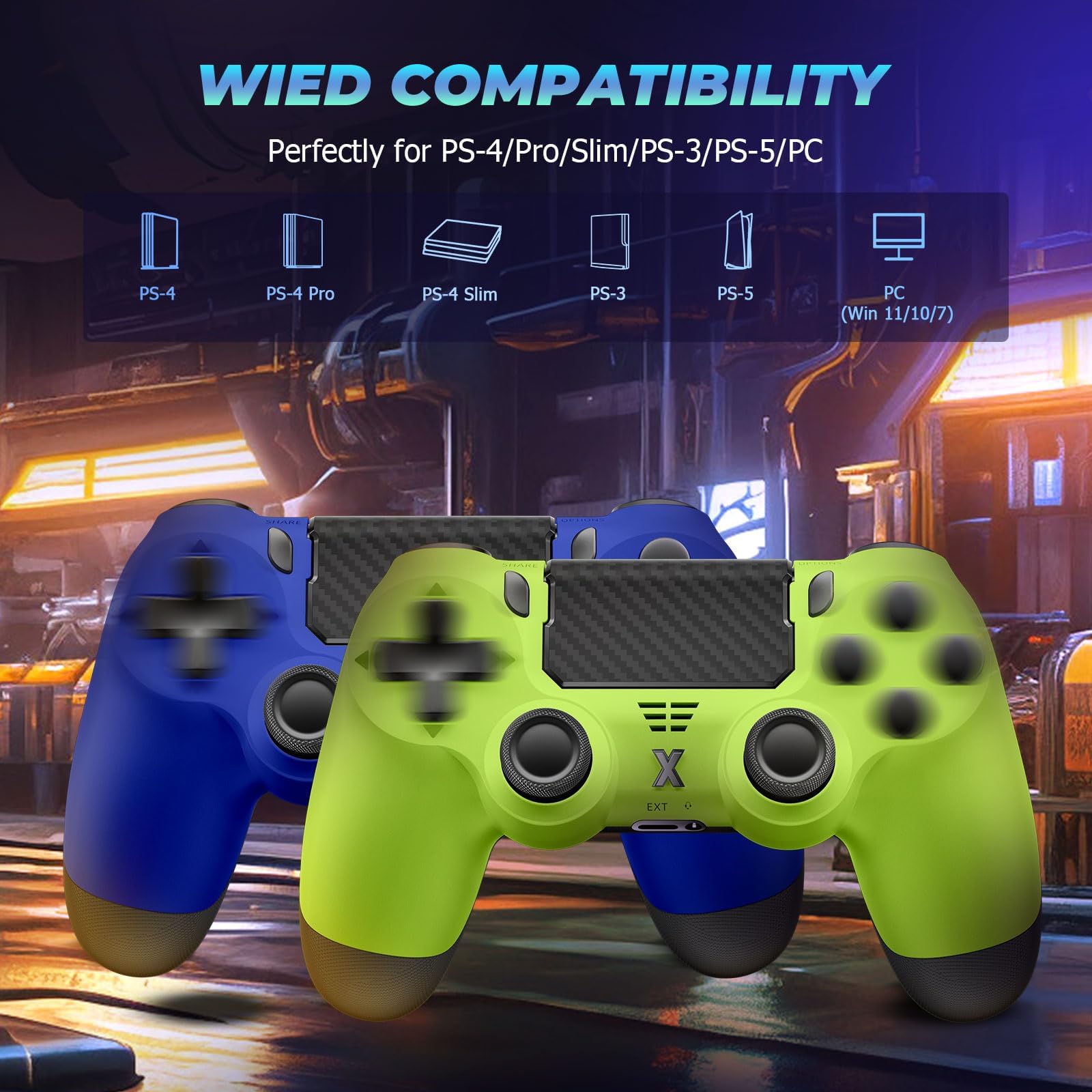 Satevol 2 Pack Controller Wireless, Controller di gioco compatibile con P4/Pro/Slim/PC,Gamepad Joystick per P4 con Pulsante Turbo/Posteriore/Doppia Vibrazione/6 Assi Giroscopio