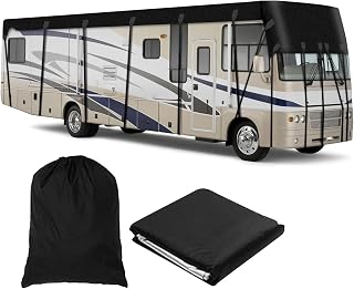 Travel Trailer Cover 210D Durable Oxford Camper Cover Wind, Rain and Snow Proof Rv Roof Cover Camper Cover Waterproof,Black-9.5x3m