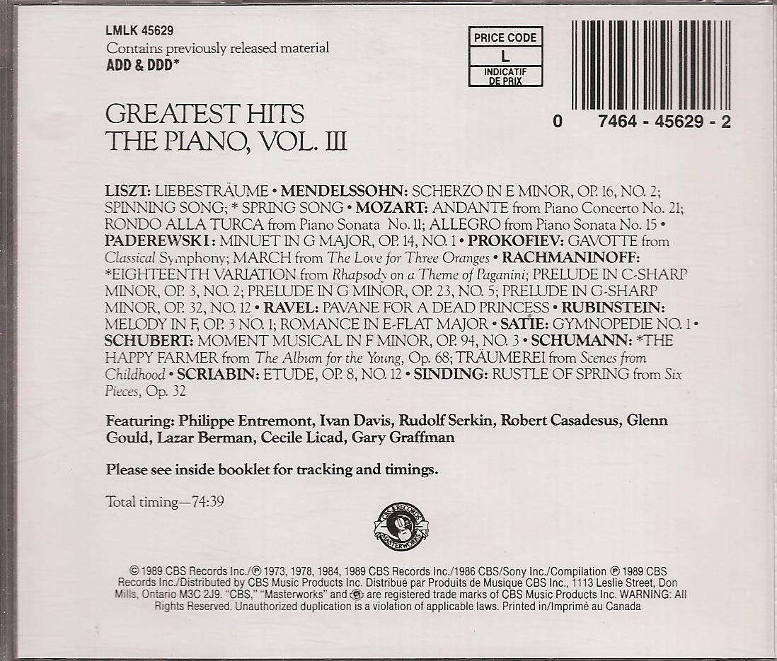 Piano Greatest Hits 3 [Audio CD]
