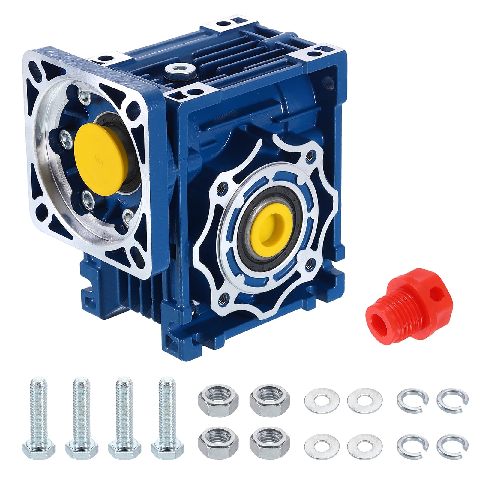 QUARKZMAN NMRV040 Schneckengetriebe Übersetzung 15:1 18mm Ausgangswelle Hochdrehmoment Schneckengetriebe Drehzahlminderer Für Nema34 Servomotor/Nema34 Schrittmotor Blau