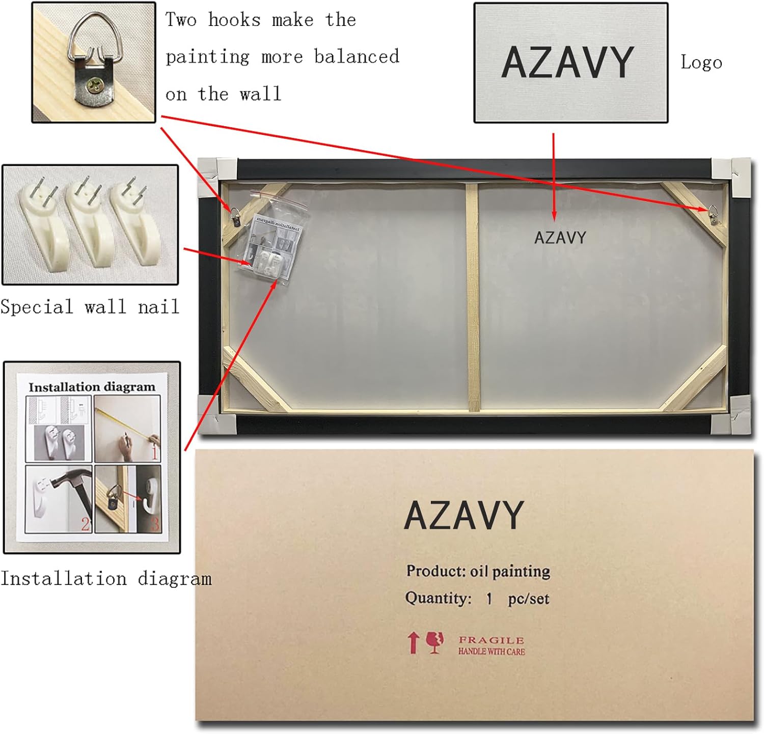 AZAVY Art,24x36Inch Hand Crafted Vertical Framed Oil Paintings Modern Abstract Golden Brown Geometric Canvas Wall Art