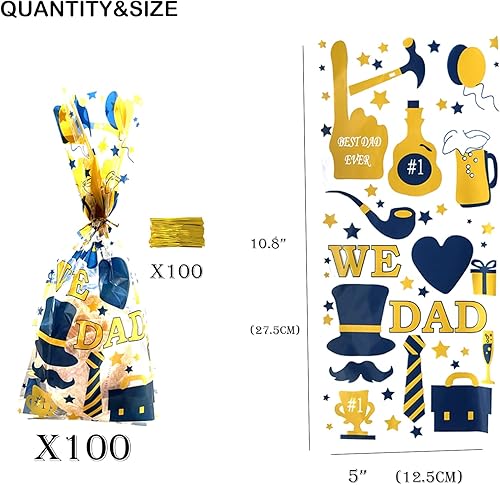 Miniatura 3 de RIGHTA TECH Bolsas de regalo para fiesta del día del padre, bolsas de plástico de celofán para dulces, bolsa de regalo para fiesta de cumpleaños de