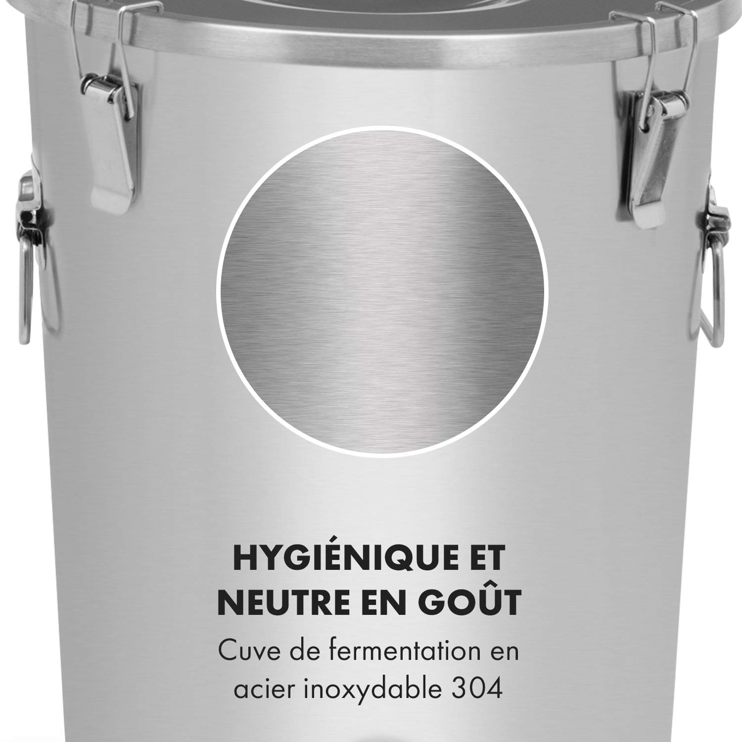 Klarstein Gärkeller Pro - Cuve de fermentation, Bière artisanale, 30L de capacité, Comprenant un barboteur, Inox 304, Thermomètre jusqu'à 40 °C, Robinet de vidange, Argent