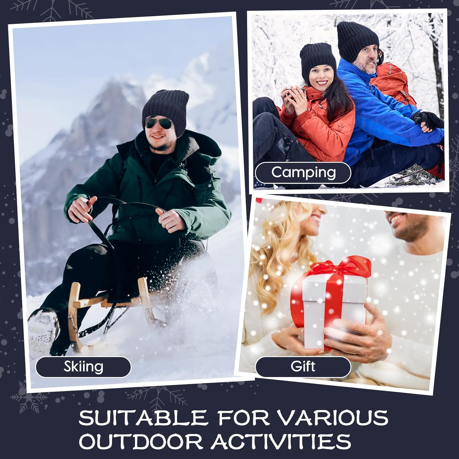 Jadive Winter Hat with Ear Flaps Knit Beanie Hats Beanie Cap Thick Warm Plush Lining Skull Cap for Women Men Outdoor Sports - Image 7