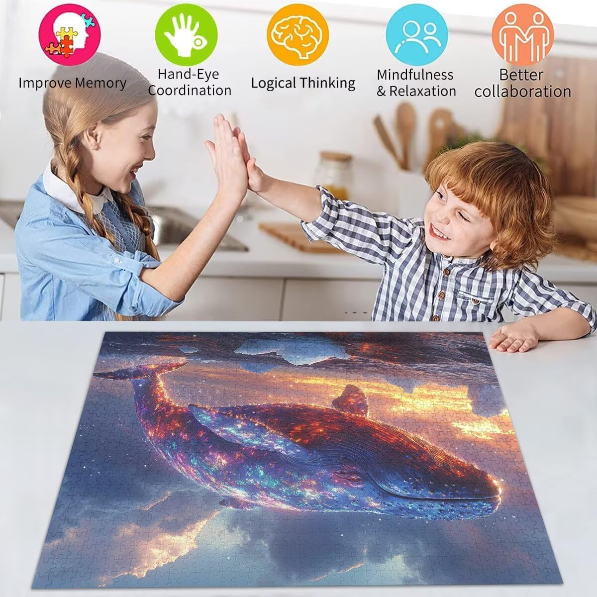 Puzzle Erwachsene 3000 Teile Wal Traum Educa Jigsaw für Kinder ab 8 Jahren Mädchen Jungen, Erwachsene Impossible Klassische Puzzles Schwer, Anspruchsvoll Spielspaß, Als Familienspiel 81x122cm t-384