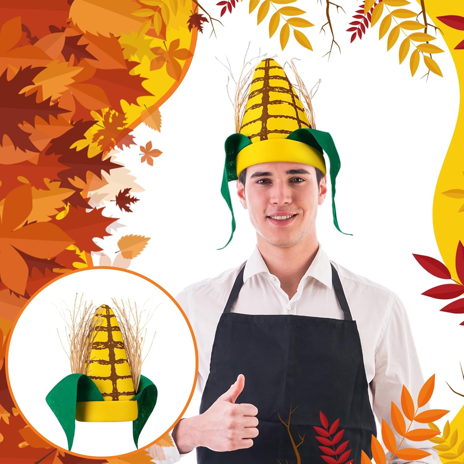 Berlune Funny Corn Hats Corn Cob Hat for Adults Thanksgiving Party Accessories - Image 3