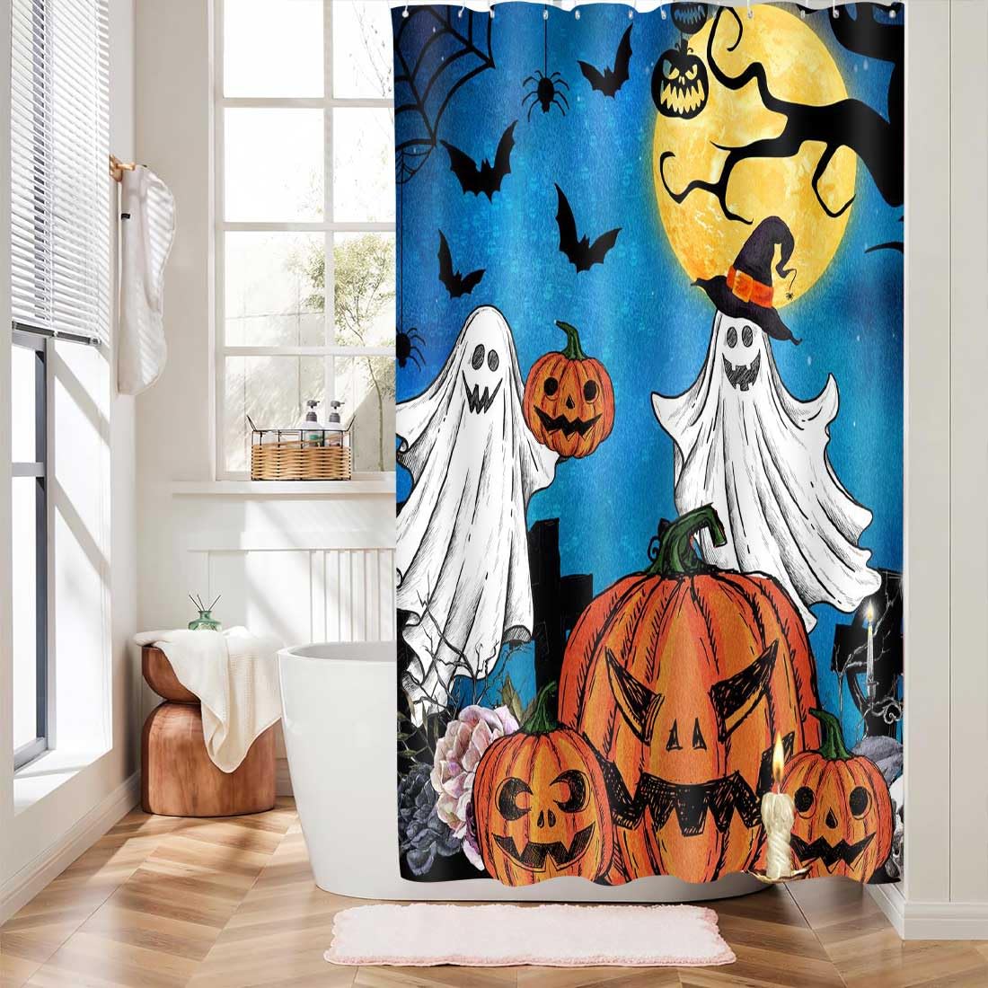 Rustic Farmhouse Halloween Spooky Ghost Halloween Shower Curtain - Cute ...