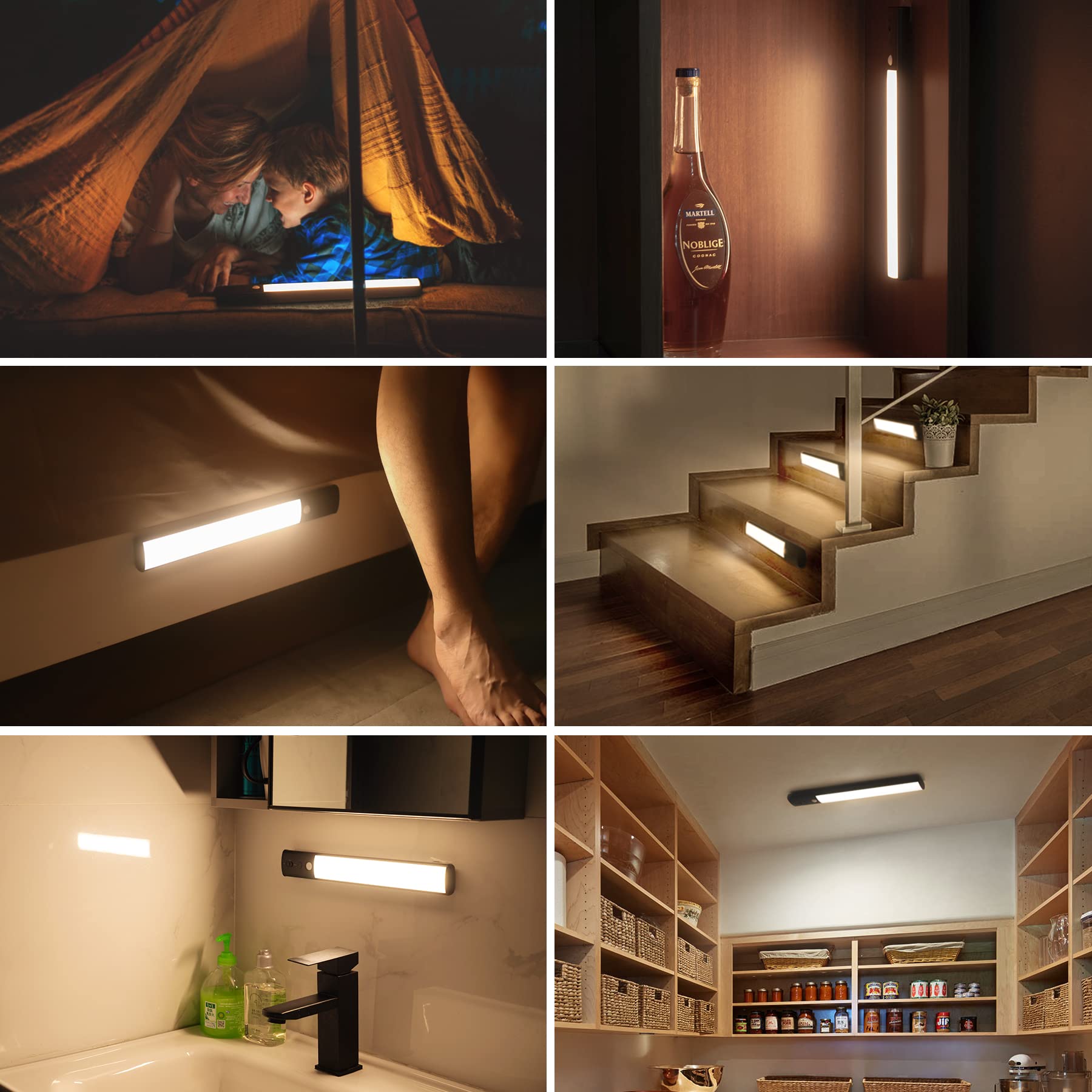 YELKO Under Cabinet Lighting 100 LED Motion Sensor Closet Lights 4200mAh Rechargeable Counter Lights Battery Operated Dimmable Portable — view 6