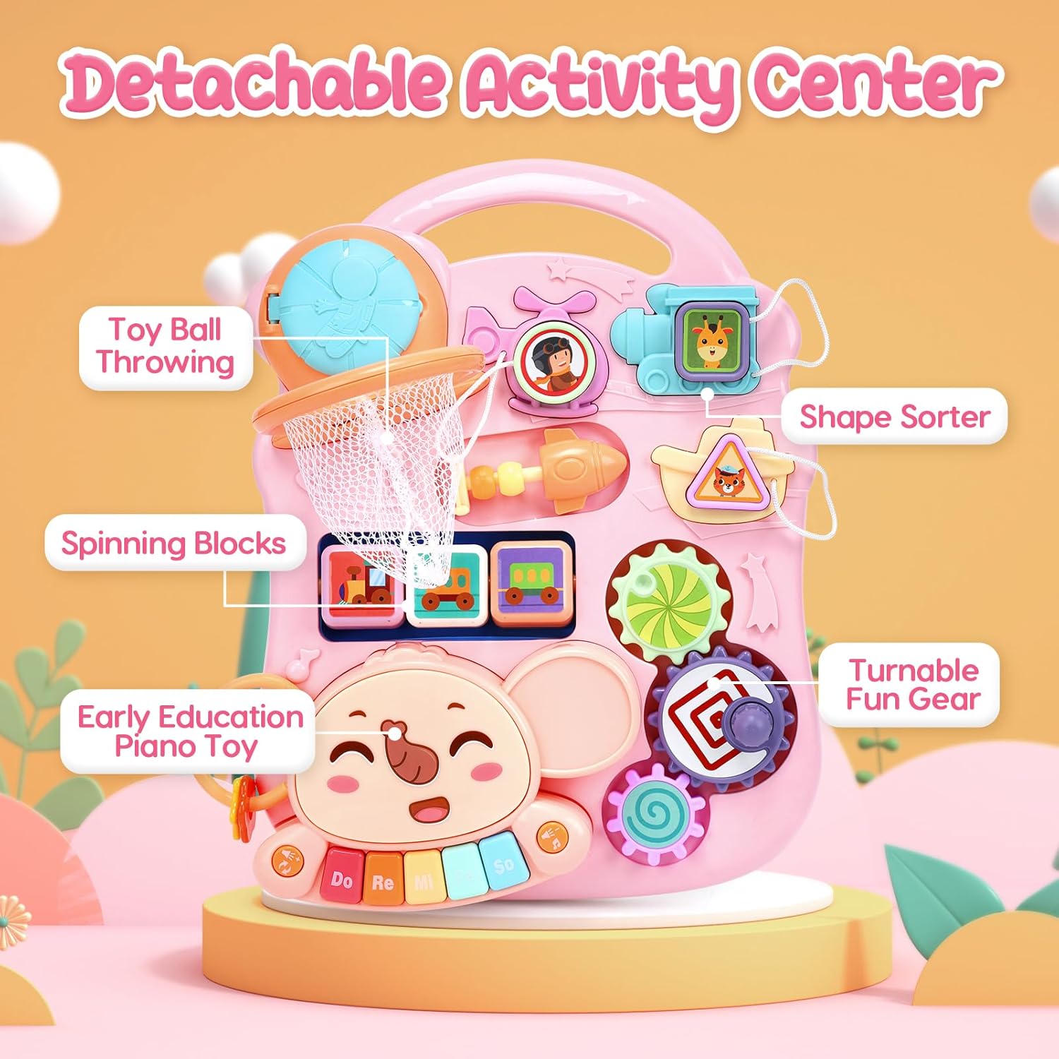 CUTE STONE 2-in-1 Baby Walker for Girls, Toddlers Learning Walker, Early Educational Push Walking Toys with Detachable Activity Center for Infants 12+ Months - Image 4