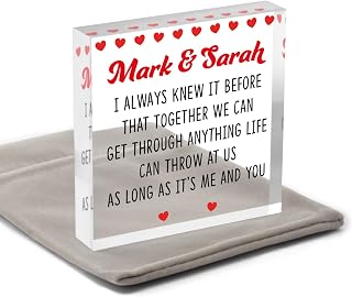 Valentines Gifts for Couples - Personalised Valentines UK Lockdown Gifts 2021 - Couples Decorations Boyfriend, Girlfriend, Him, Her, Husband, Wife - Office Desk Paperweight With Grey Bag