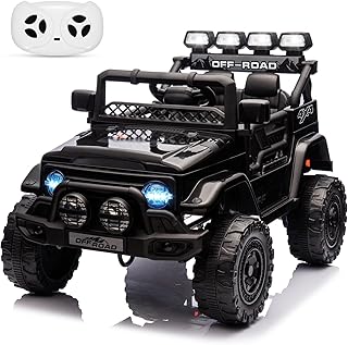 Garvee Voiture Électrique 12V, Véhicule Électrique avec Télécommande 2,4G, 3 Vitesses, Musique & LED & Klaxon, Auto Électrique pour Enfants 3+ Ans