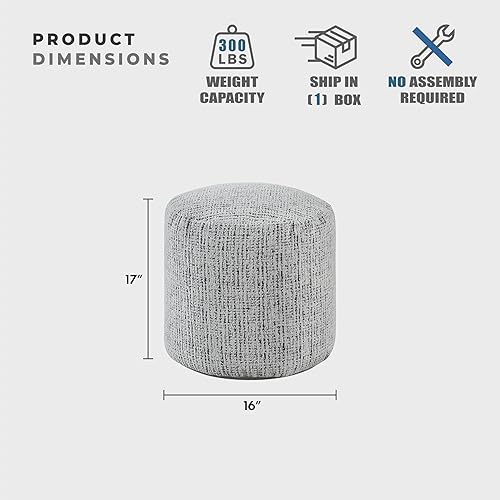Miniatura 2 de Lexicon Puf otomano, reposapiés otomano redondo, puf de tela de chenilla, taburetes pequeños para sofá con relleno para sala de estar/dormitorio,