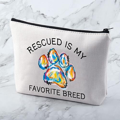 Miniatura 10 de Rescate perro amante regalo rescatado es mi raza favorita, bolsa de maquillaje con cremallera, regalo de rescate de animales, regalo de rescate de