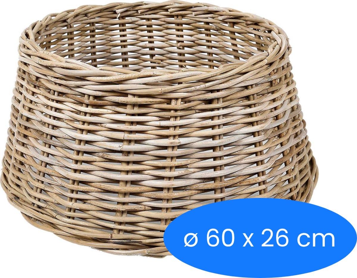 WDMT Weihnachtsbaumkorb Rattan Ø 60 × H 26 cm – Weihnachtsbaumfuß Abdeckung aus Naturmaterial – Rustikale Weihnachtsdeko Korb für Tannenbaumständer – Boho Landhausstil – Weihnachtsbaumsockel – Braun Küche, Haushalt & Wohnen