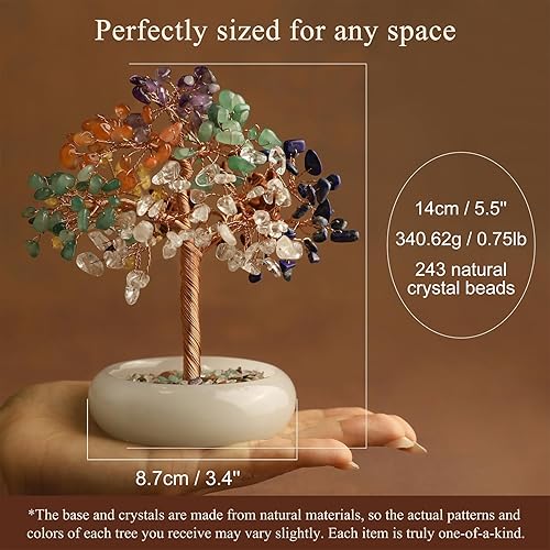 Miniatura 5 de Árbol de cristal de fluorita, gema curativa para decoración de oficina, decoración del hogar, meditación, árbol de dinero, escritorio, chakras,