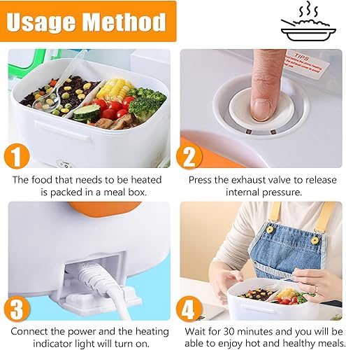 Miniatura 17 de Lonchera eléctrica 2 en 1, calentador de alimentos 12 V, 24 V, 110 V, calentador de alimentos portátil para automóvil y hogar, caja Bento térmica