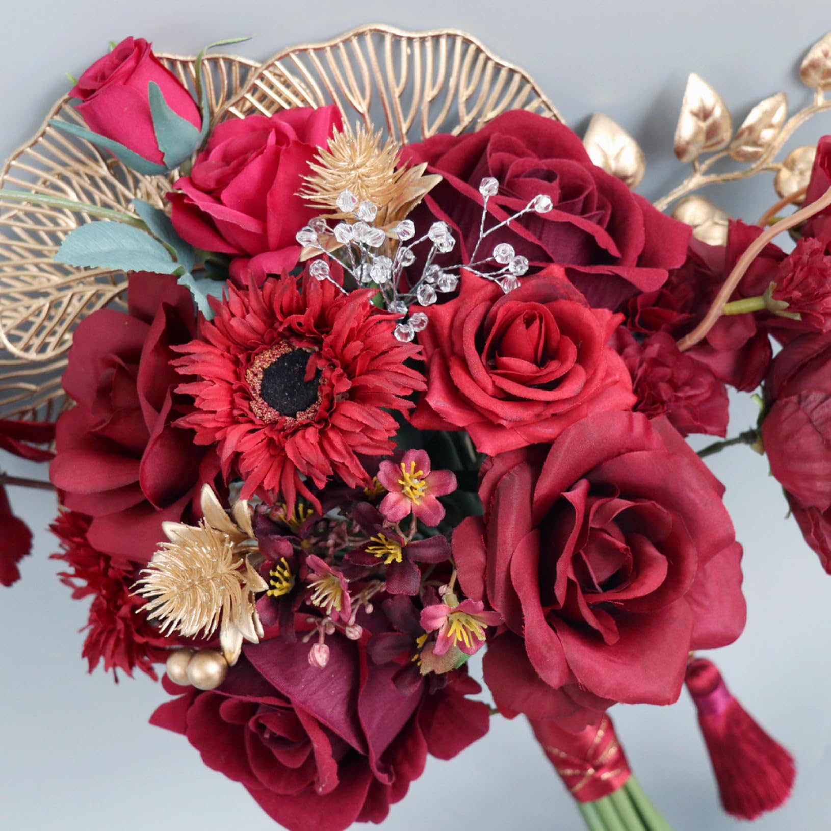 Amazon｜ウェディング ブーケ 花嫁ブーケ 手作りブーケ ブーケトス 赤