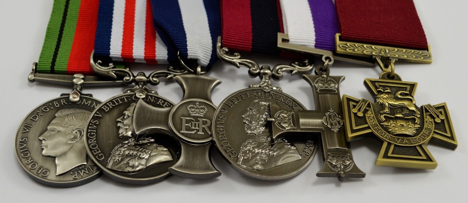 Superb Set of 6 Full Size Replica WW1 WW2 Medals with Ribbons George V VI