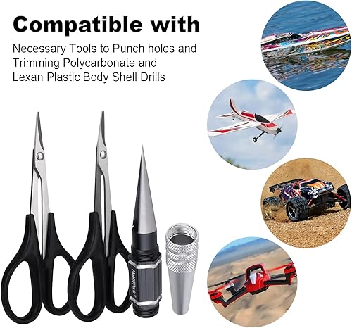 Miniatura 7 de HobbyPark Escariador de carrocería RC Tijeras curvas y tijeras rectas RC Carrocería de coche Lexan Juego de herramientas de recorte de plástico