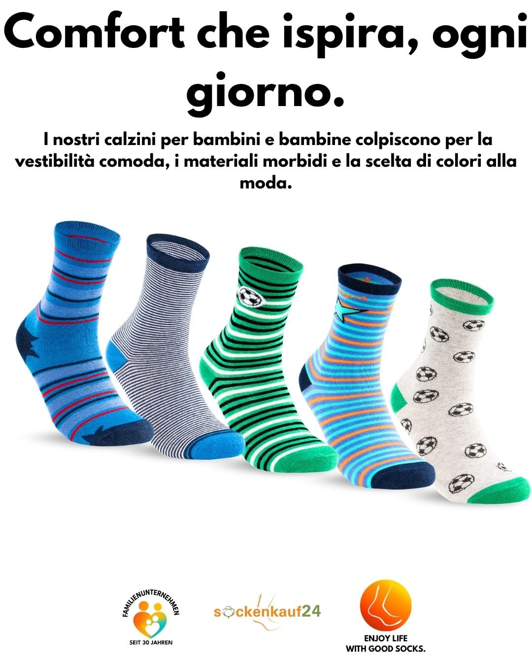sockenkauf24 Calze Bambini per Bambino e Bambina (10 Paia) Calzini Cotone