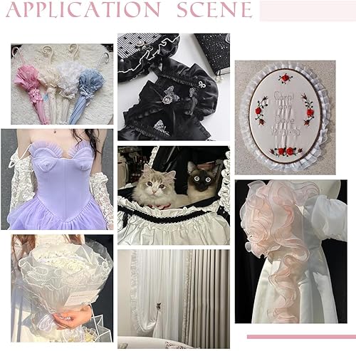 Miniatura 5 de PH PandaHall Tela de tul de organza de 7 yardas con volantes plisados de gasa para árbol de Navidad, vestido de boda, disfraz de Halloween, cosplay,