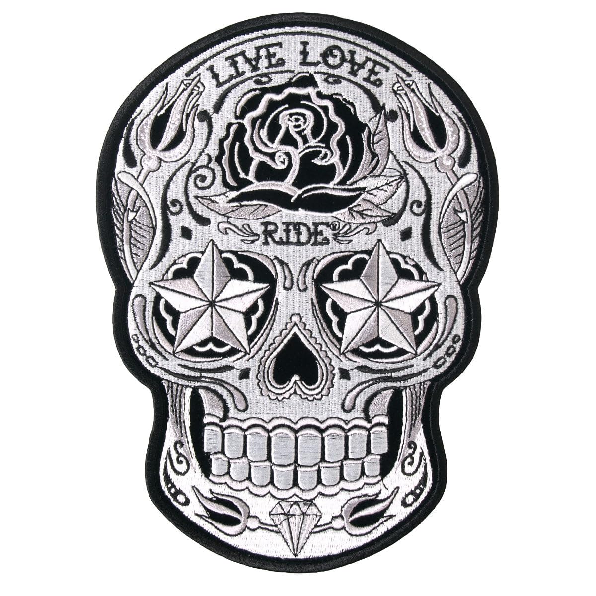 Patch crâne en sucre écusson brodé à coudre motif skull pour gilet denim veste cuir PPA6197-5