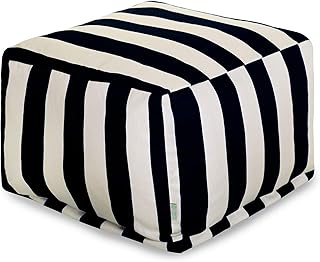 Majestic Home Goods Vertical Stripe-Black ottoman, pouf, cube, Large,