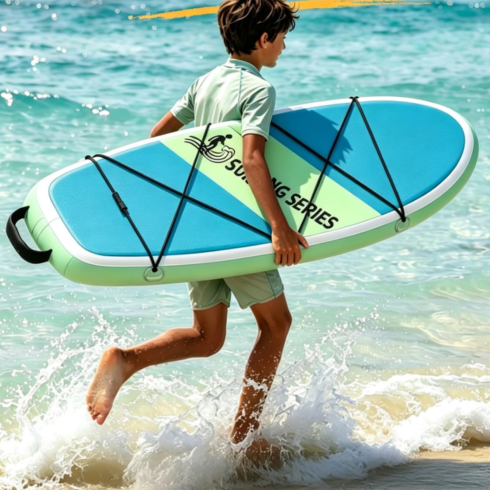 Tabla Inflable para Niños Surf Paddle Body Board Tabla de Agua Colchoneta con Cubierta Cepillada y Transporte Sencillo Adecuada para Piscina Playa Suaves