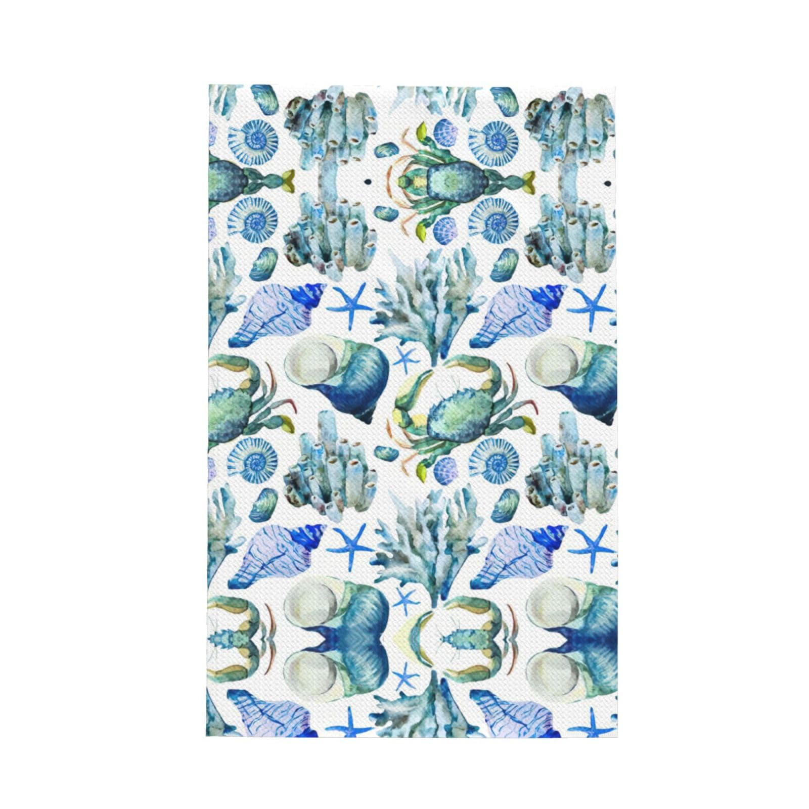 Xxahnbm Black Crab Conch Print Waffle Kitchen Towel,Absorbent Hand Towel