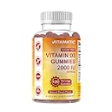 Vitamatic Sugar Free Vitamin D3 2000 IU - 120 Pectin Based Gummies - Great Taste - Healthy Bones, Mood & Immune System Function - Non-GMO - 120 Servings