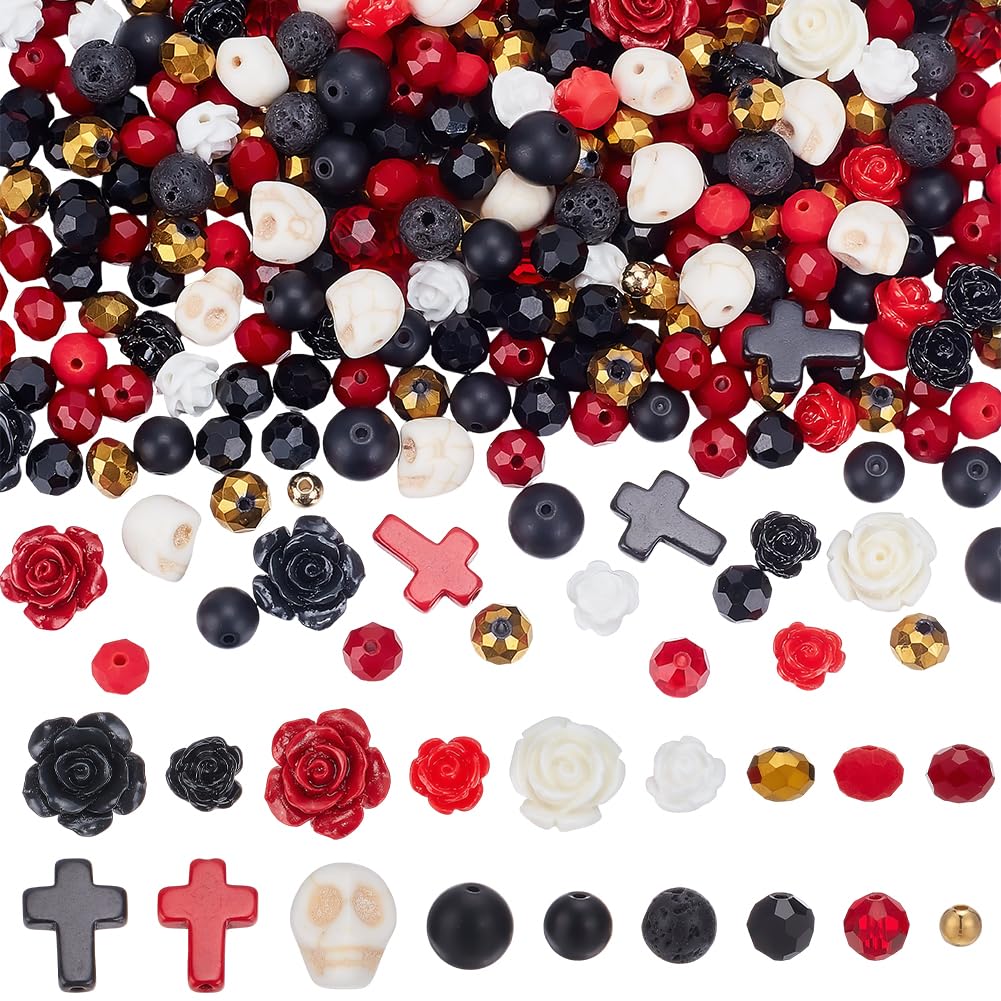 Perles de crâne noires et rouges pour créer vos bijoux rock et gothiques