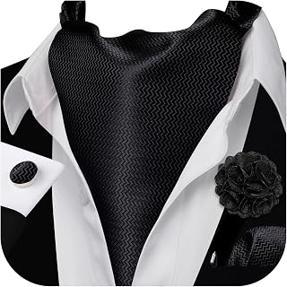 YOHOWA Ascot Tie Silk Cravat Paisley Scarf Self Ties Pocket Square Cufflinks Set Dress Wedding
