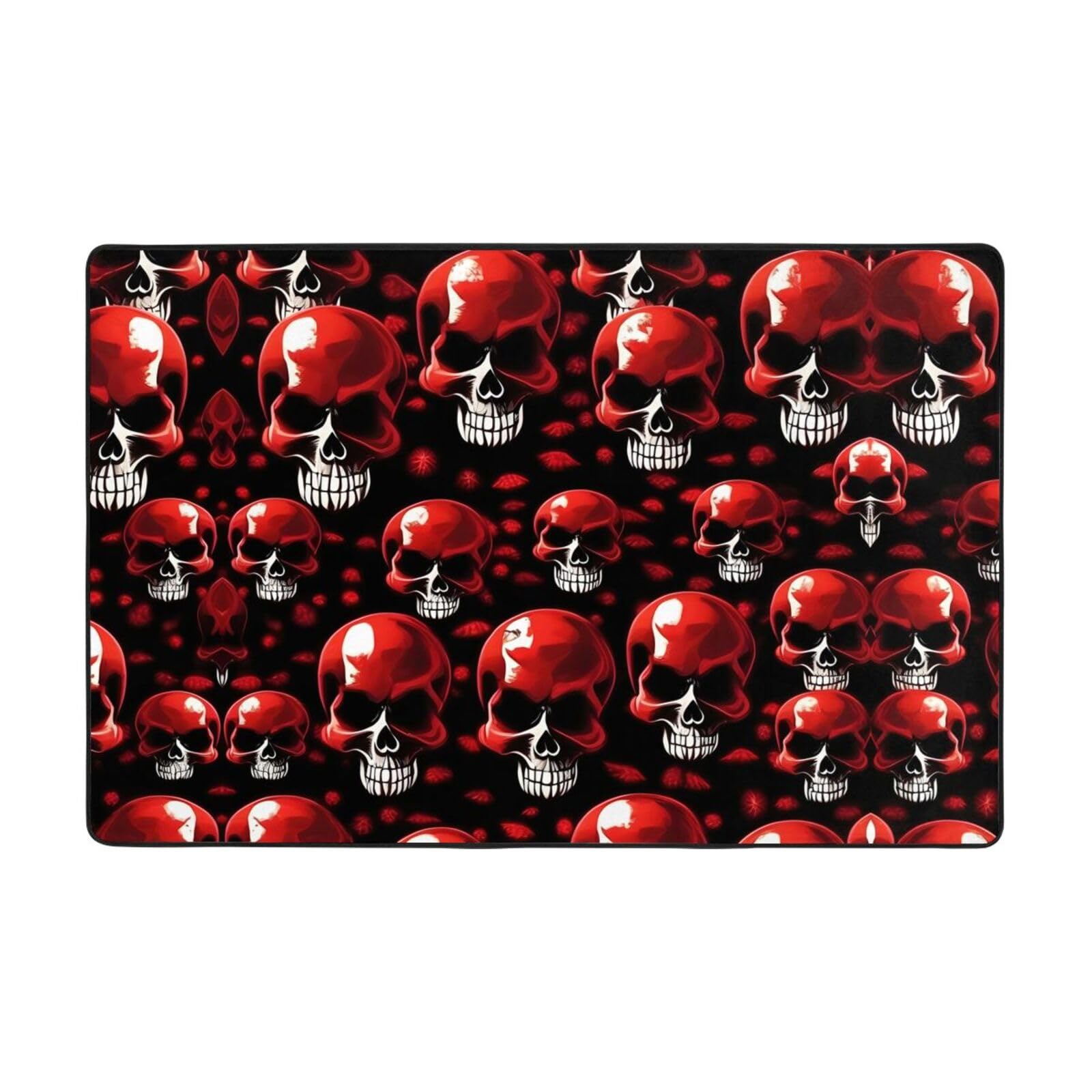 Tapis squelette rouge super doux grand confort pour salon et chambre
