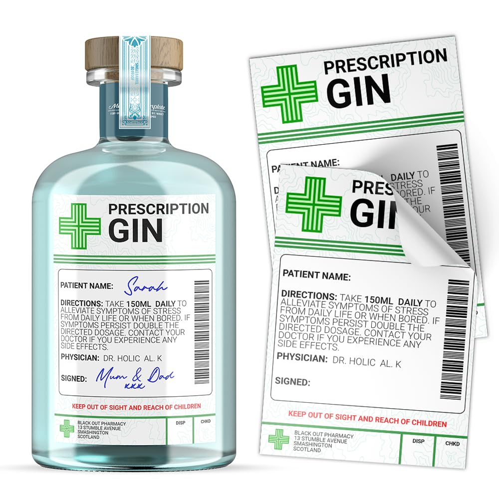 Gin Prescription Medical Alcohol Bottle Gift Funny Drinks Sticker (3)